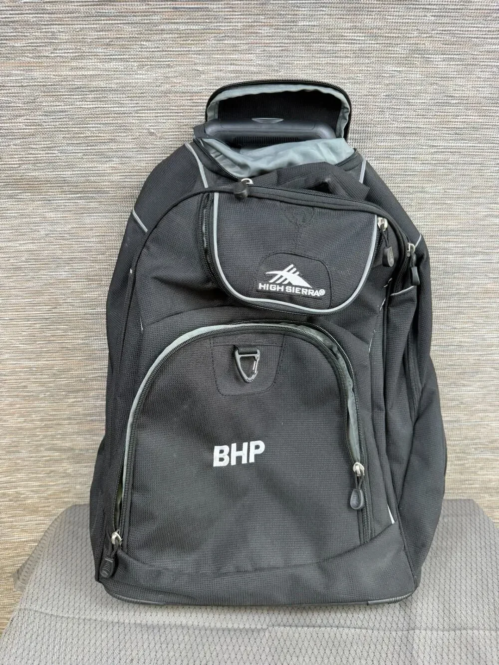 High Sierra Powerglide Wheeled Rolling Backpack Large Black